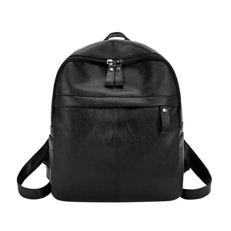 

Casual Women Small Backpack Preppy Leather Solid Shoulder Travel Schoolbags