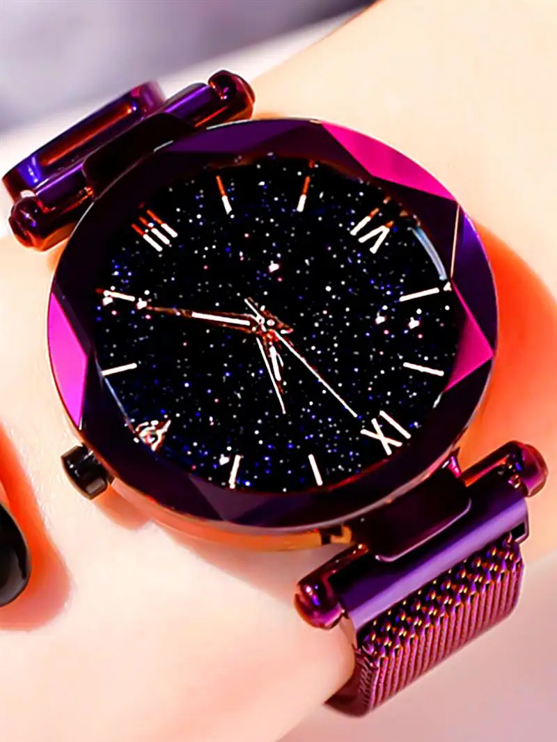 

Fashion Starry Sky Women Watches Magnet Buckle Stylish Rose Gold Female Casual Quartz Wristwatch Unique Lady Girls Clock Gift