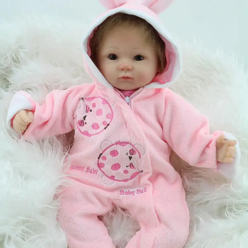 

Lovely Simulation Newborn Baby With Cute Pink Little Crocodile Set Silicone Reborn Baby Dolls