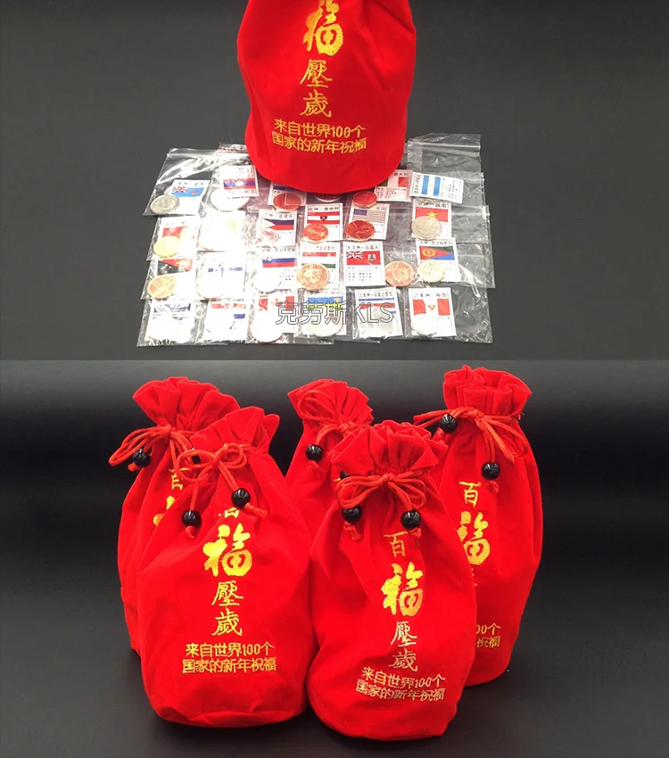 Set Lot 100 Pcs Coins from 100 Different Countries, China New Year Gift, With Flag, Collectible,Nice, original Real Genuine Coin