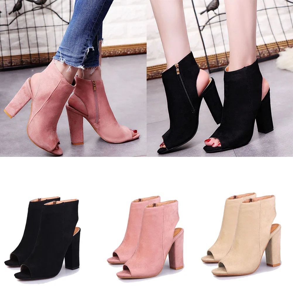 

Spring Summer Autumn Women Boots Ladies Suede High Heels Sexy Peep Toe Boots Shoes Female 2019 New Fashion Fish Mouth Boots