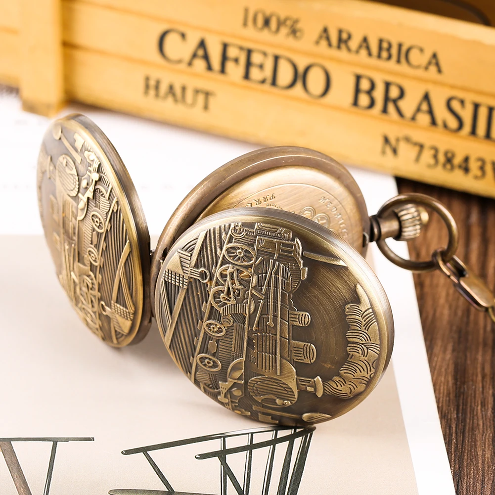 Механические карманные часы для мужчин с рисунком парового поезда мальчиков