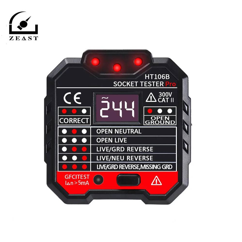 HT106B Socket Outlet Tester Circuit Polarity Voltage Detector EU/US/UK