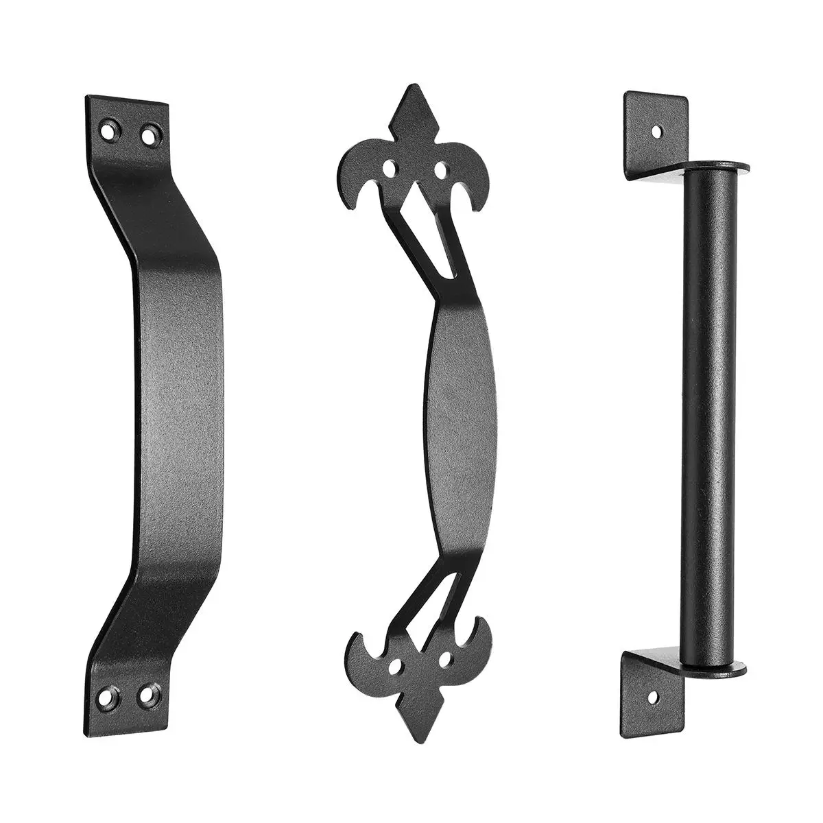 

3 Patterns Carbon Steel Sliding Barn Wooden Door Pull Flush Handle Home Room Gate Push Hardware Set Accessories Supplies Black