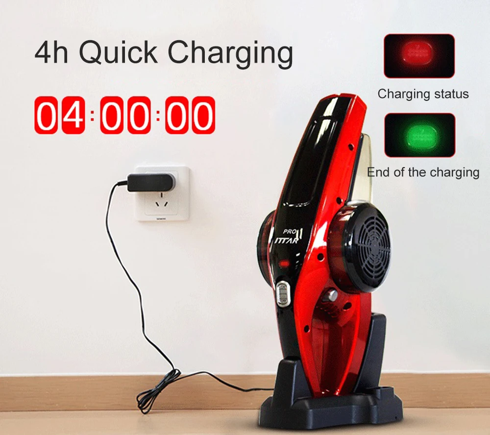 

ITTAR RC11B-A Handheld Vacuum Cleaner Wireless Cleaning Appliances Home Car Dust Collector Strong Suction Machine 100W 100-240V