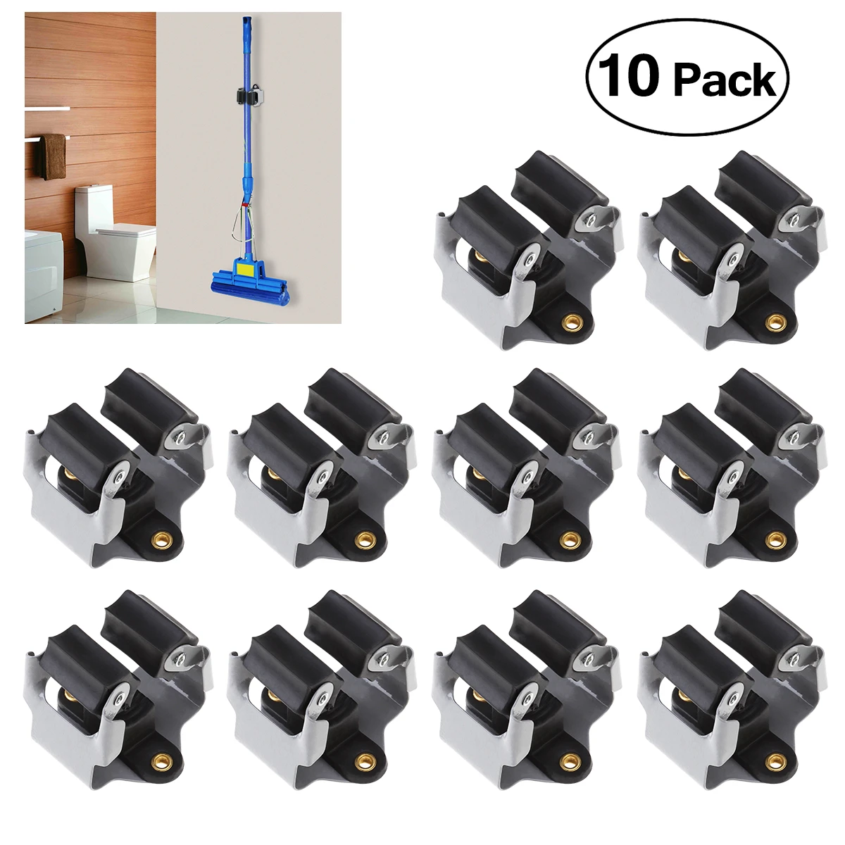 PIXNOR 10PCS Broom Hanger Mop and Broom Holder Broom Organizer Grip