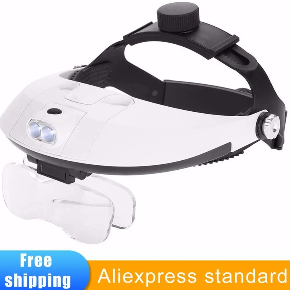 

Headband Headset Head Mounted Magnifier With LED Lamp Light Jeweler Watch Repair Helmet Magnifier Magnifying Glass Loupe 5 lens