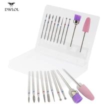 1 коробка содержит 10 алмазных сверл для ногтей, роторные сверла для кутикулы, нейлоновые электрические сверла, резиновые кремниевые сверла для ногтей