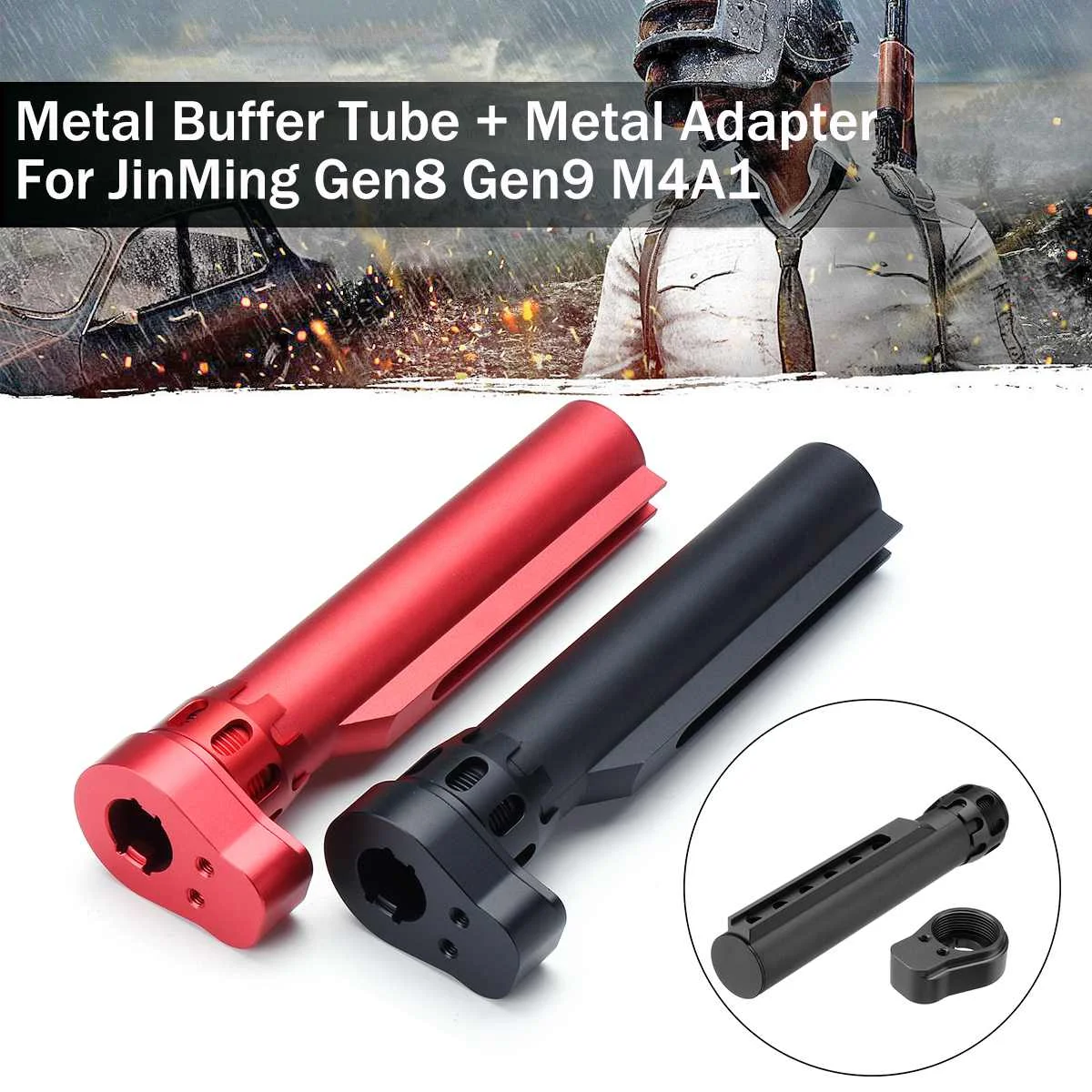 

Metal Buffer Tube+Adapter For JinMing Gen8/Gen9 M4 M4A1 Gel Ball for Blaster Toy