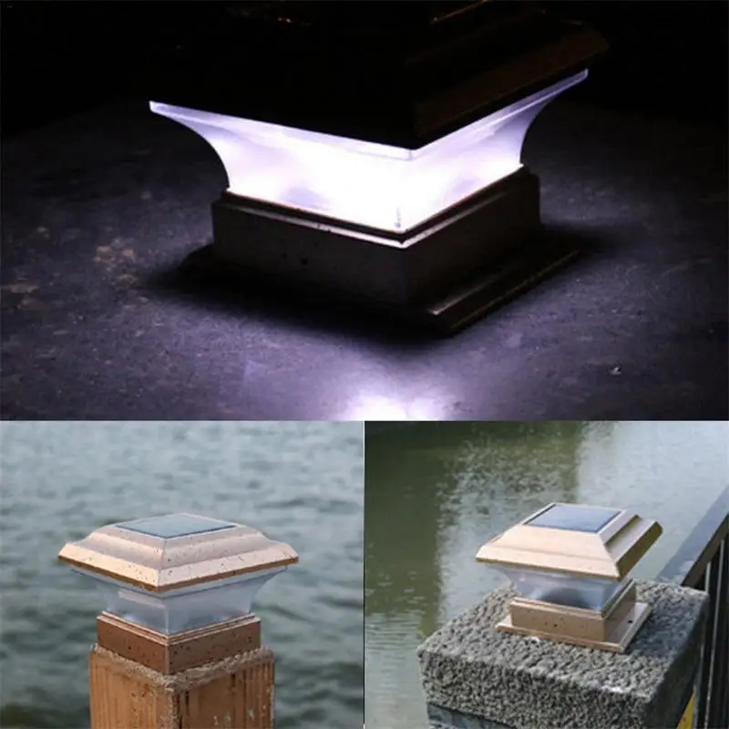 Beste 2 stks partij Landschap Tuin Solar Licht Wit licht 28 LEDs Outdoor Post Dek Cap Vierkante Hek Lamp Beveiliging Waterdicht Decor