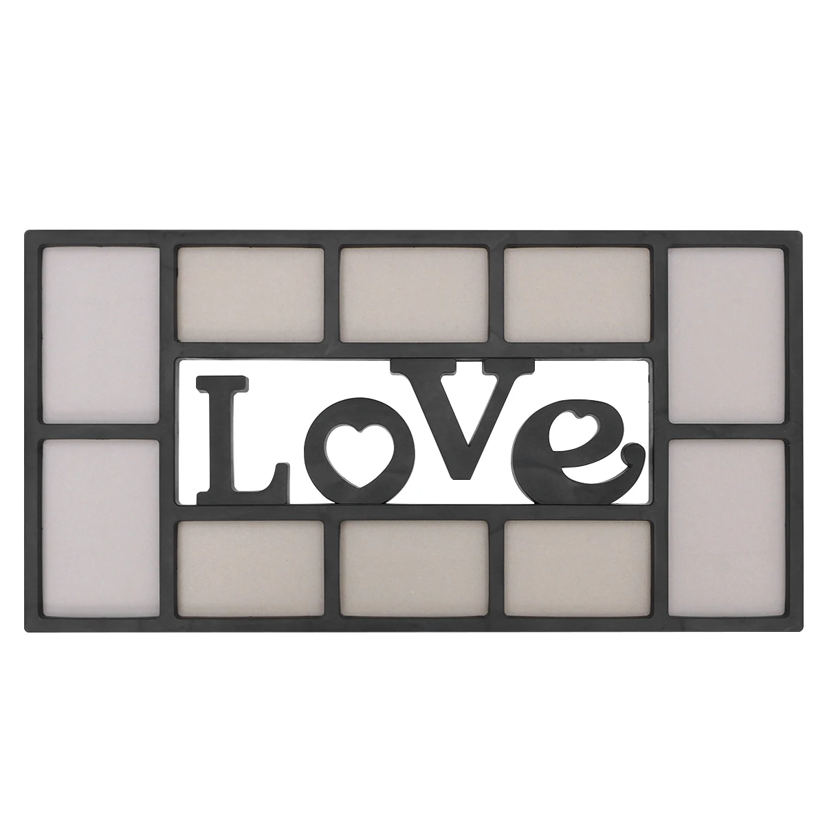 

Plastic Photo Frame 10 Slots Picture Frame with Capital Letters of LOVE for Wall Decoration 74x38cm