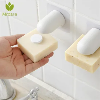 

Mrosaa Household Magnetic Soap Holder Powerful Suction Cup Wall-mounted Draining Soap Dishes Soap Hanger for Kitchen Bathroom