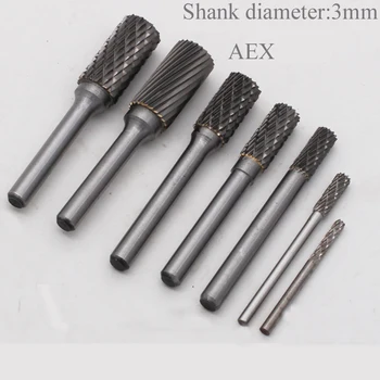 

1pc 3mm Shank Tungsten Steel Burr Cutter End Mill Grinding Carving Head Rotary Files Router Bit For Metal Polishing A Type