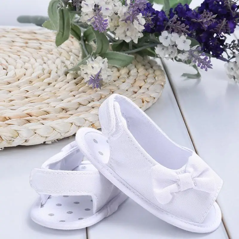 

Summer Newborn Baby Girl Shoes Sandals Bowknot White Black Toddler Infant Sandals Soft Crib Shoes 0-18M
