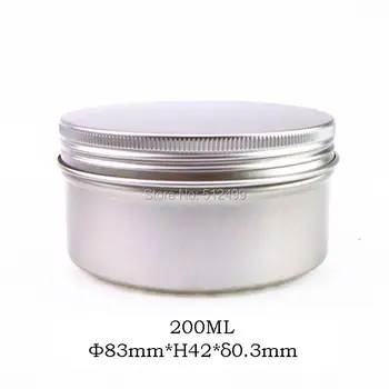 

200g refillable box empty round aluminum metal tin cans bottle with lids 200ml cosmetic cream box DIY seal 83*42mm aluminum jar