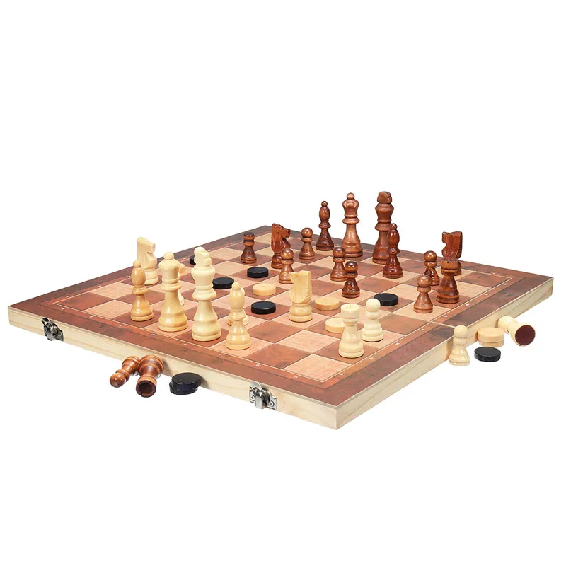 38,5x38,5x4 см деревянный набор с шахматной доской, складные дорожные игры, шахматы, нарды, большие шахматы, развлекательная шахматная доска