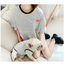 Весна собачья жилетка, одежда из мягкой ткани полосатая футболка для французского бульдога Тедди Pug Adult домашнее животное родитель-ребенок Костюмы