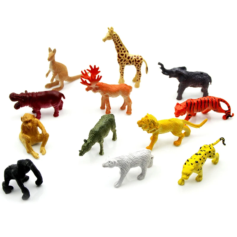 

12x Animals Plastic Figures Jungle Wild Tiger Lion Monkey Model Playset Kids Toy