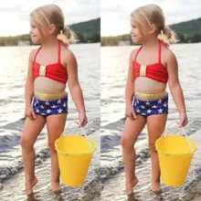 Для малышей Звездочка для зоны бикини комплект для маленьких девочек 2 шт. бикини Купальники малышек купальный костюм детская пляжная одежда