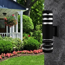 9 Вт E27 Светодиодный наружный настенный светильник водонепроницаемый IP65 вверх вниз цилиндрический настенный светильник двойная головка для двора крыльца сада наружное бра