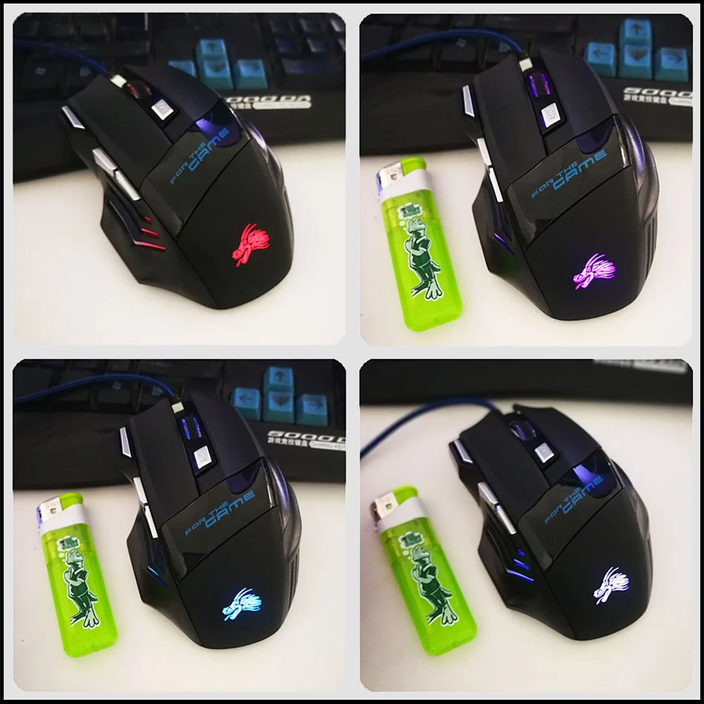 Professional Wired 7 Button 1000-5500 DPI adjustable Gaming Mouse LED Optical USB Wired Computer Game Mouse for LOL Dota