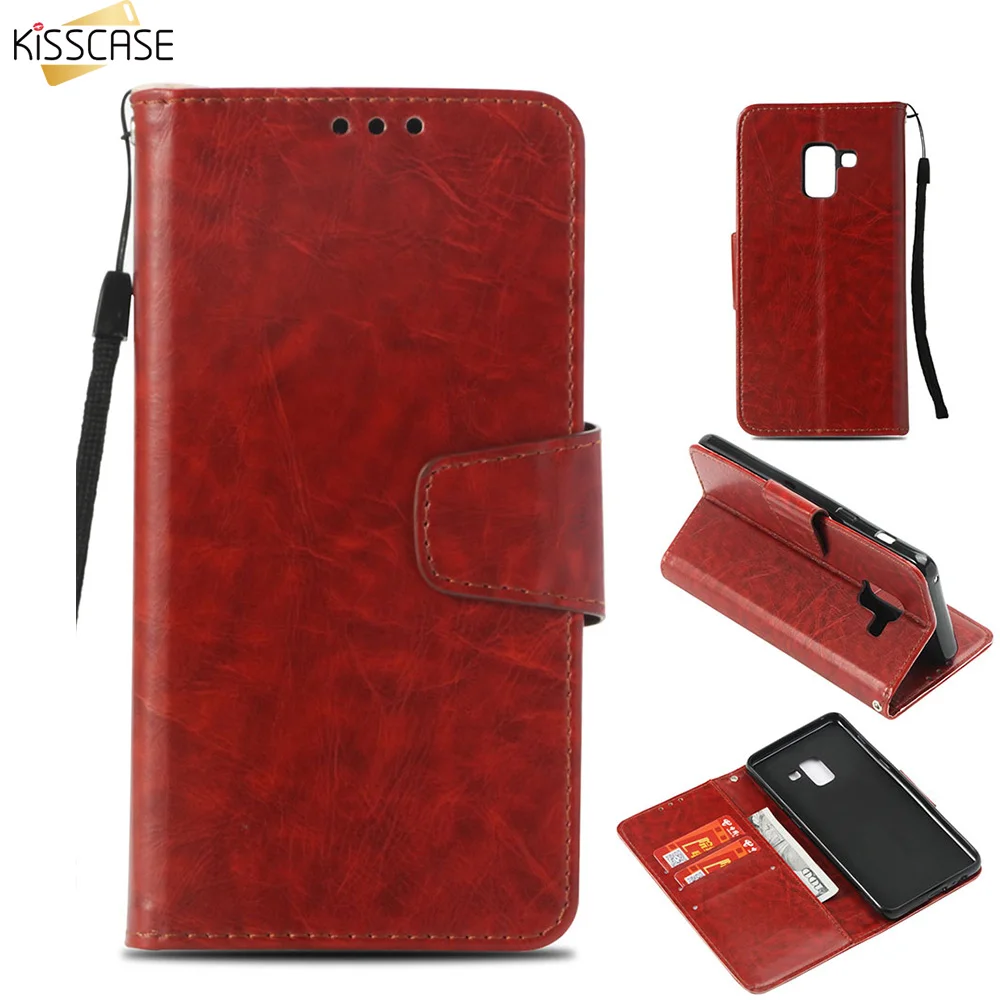 Кожаный чехол кошелек KISSCASE для Samsung J2 J3 J4 J5 J6 Plus 2018 держатель карт J7 J8 A8