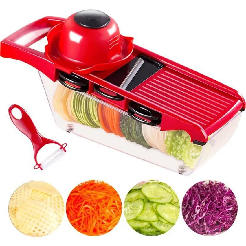 

1PCS Vegetable Cutter With Stainless Steel Blade Kitchen Accessories Carrot Cheese Grater Dicer Potato Peeler Mandoline Slicer