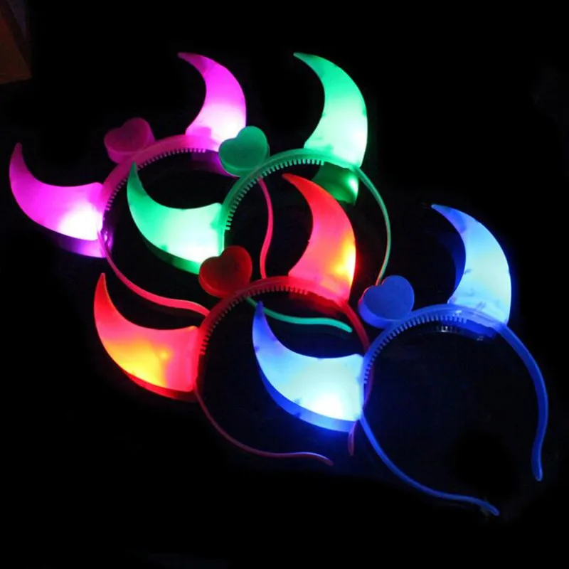 

2019 New LED Flashing Devil Horn Headband Horns Glow Hairband Headwear Hair Accessories Bar KTV Rave Glow Party Supplies