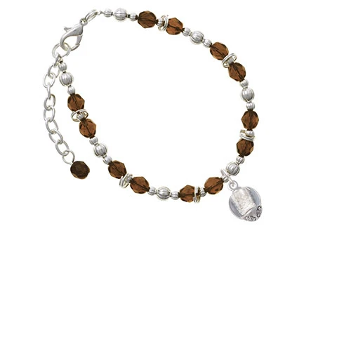 12mm Clear Roller Spinner with Silvertone Lining Glass Brown Beaded Bracelet |
