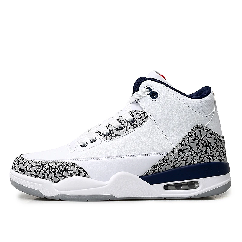 

Man Medium Cut Basketball Shoes Air White 3 Men's Cushioning Light Basketball Sneakers Anti-skid Outdoor Sport Shoes Big Size