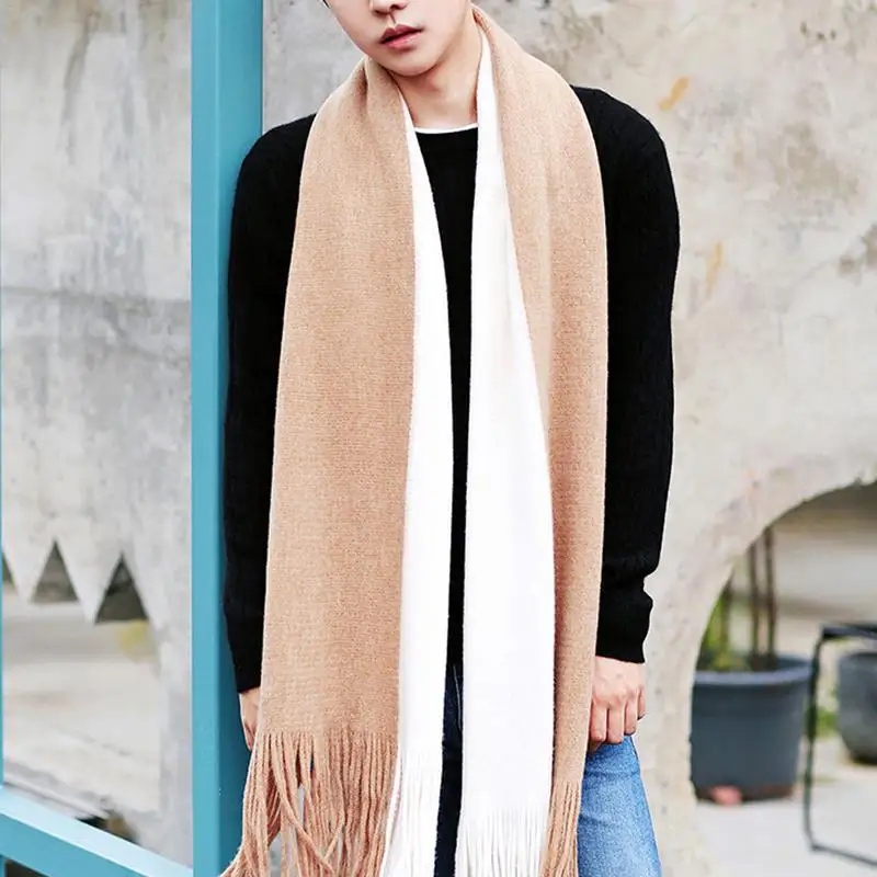 Шарф с цветным сочетанием Дикий корейский шарф для мужчин и женщин вязаный
