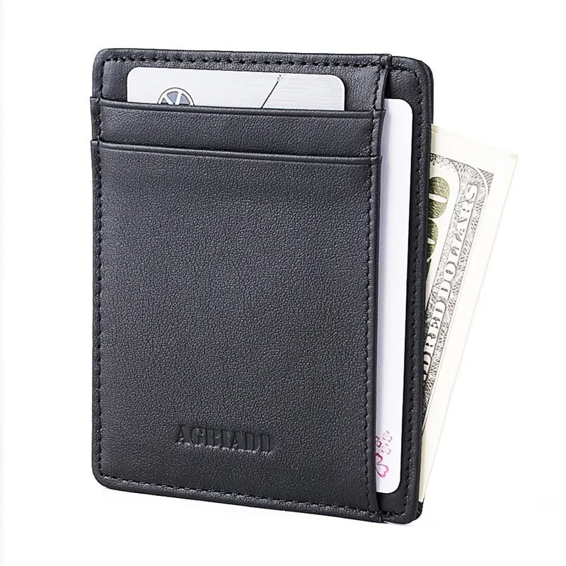 Minimalist RFID Blocking New Genuine Leather Slim Card Holder Wallets For Men