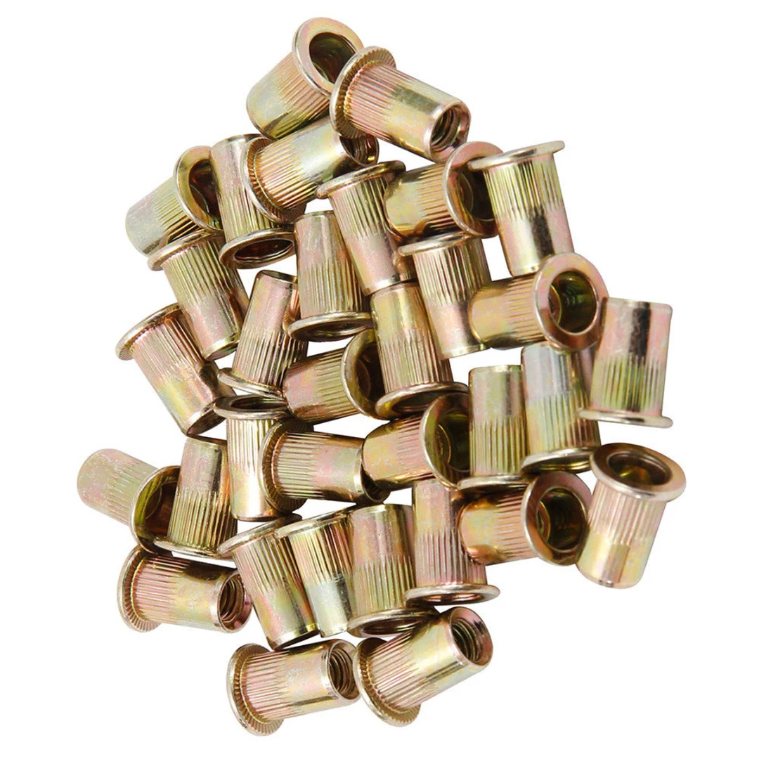 

100Pcs Rivet Nuts M6 Nutserts Rivet Nuts Flange Blind Rivnuts Zinc Plated Steel Nut Nutsert Durable For Renovation Furniture
