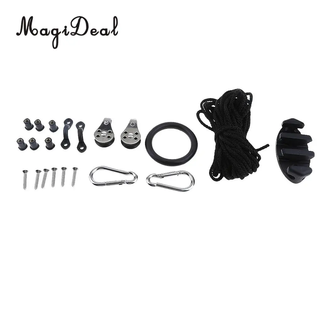 Durable Kayak Canoe Anchor Trolley Kit System Pulley Cleat Pad Eye Ring