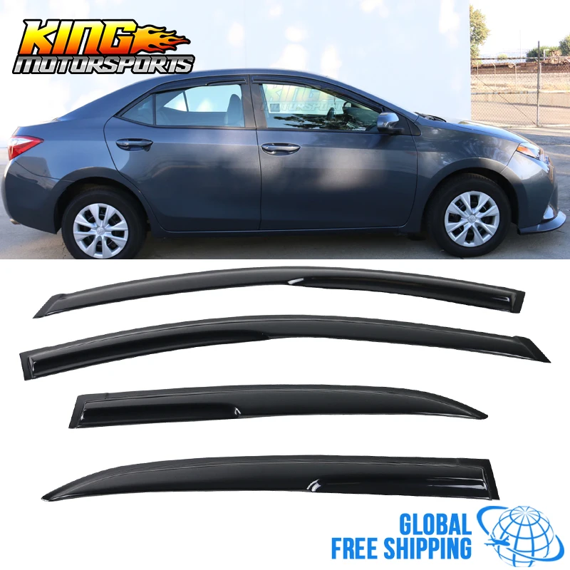 Подходит 14-17 Toyota Corolla Mugen 3D волнистые Стиль окна 4 шт набор дым/TintedAcrylic Глобальный