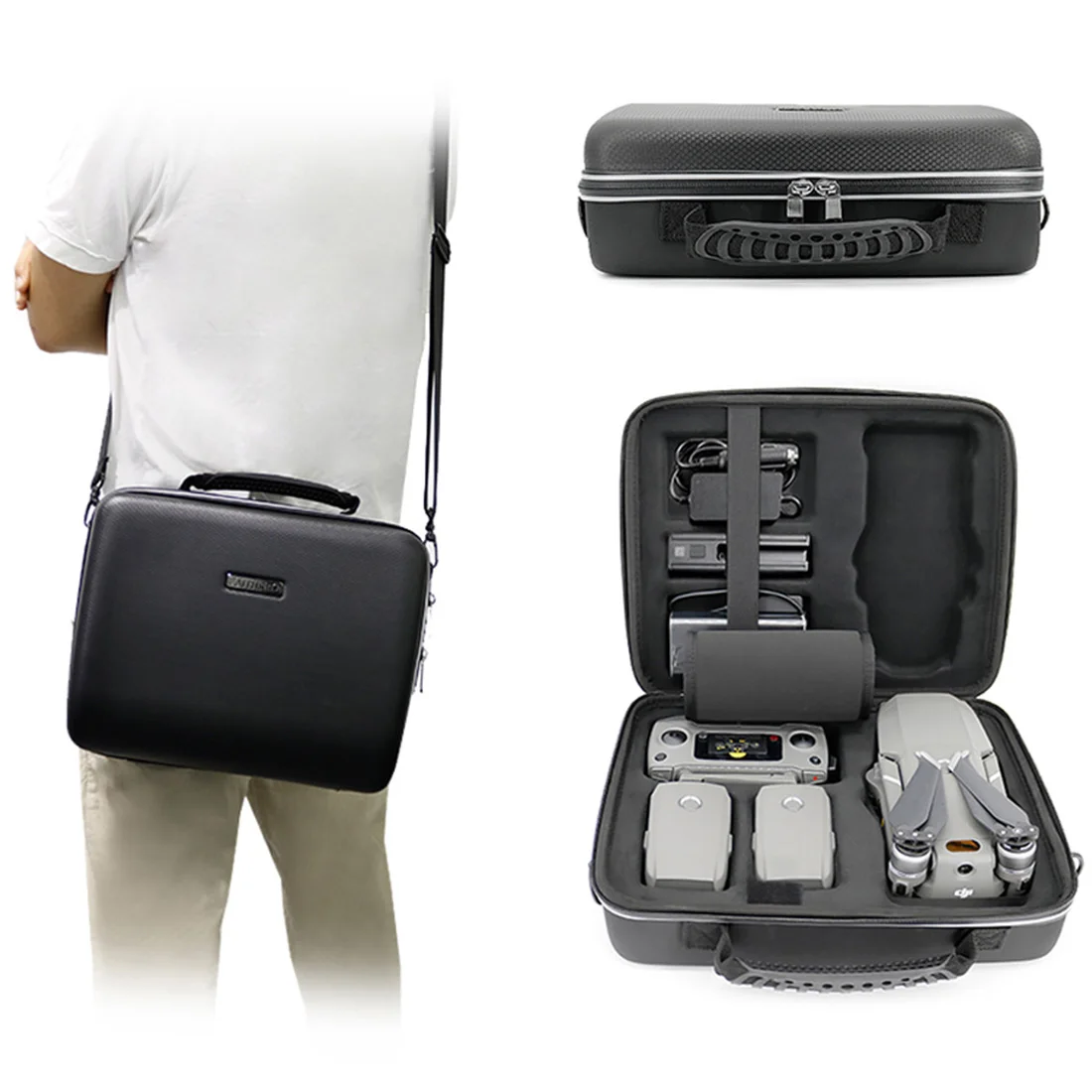 Water Proof Single-shoulder Bag Cross-body PU Storage Bag Case for DJI Mavic 2 Pro/Zoom Drone UAV Flight Outdoor Organizer