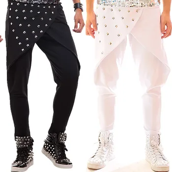 

Men Stage Costume Hip Hop Rivet Pants DJ DS Gogo Singers Dancer Performance Clothing Nightclub Pole Dance Rave Clothes