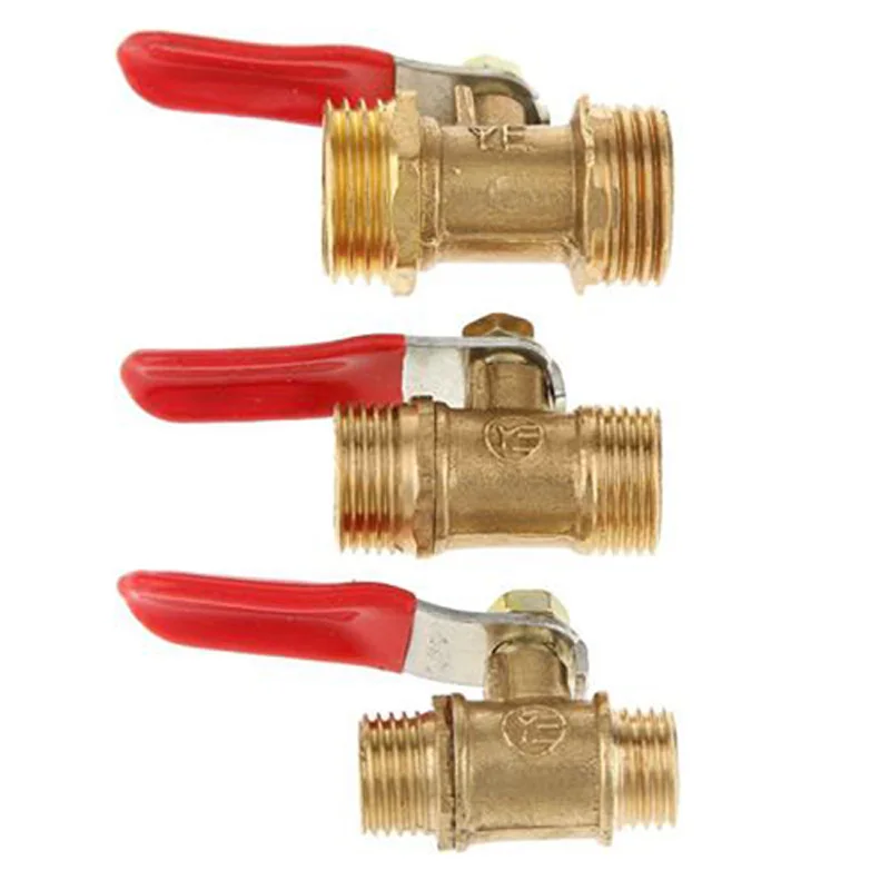 1/4inch Brass Ball Valve Male to Male Pipe Ball Valve with Red Lever Handle Home Valves Partsin
