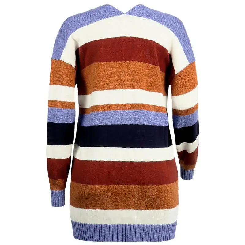 Women Fashion Jacket Street Wear Versatile Wind Rainbow Striped Jacket Female Warm And Comfortable Open Stitch Jacket Size S-XL
