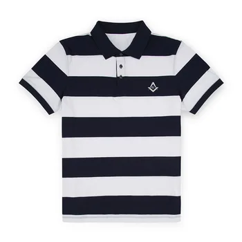 

Mens Masonic Symbol Embroidered Striped Knit Short Sleeve Polo Shirts
