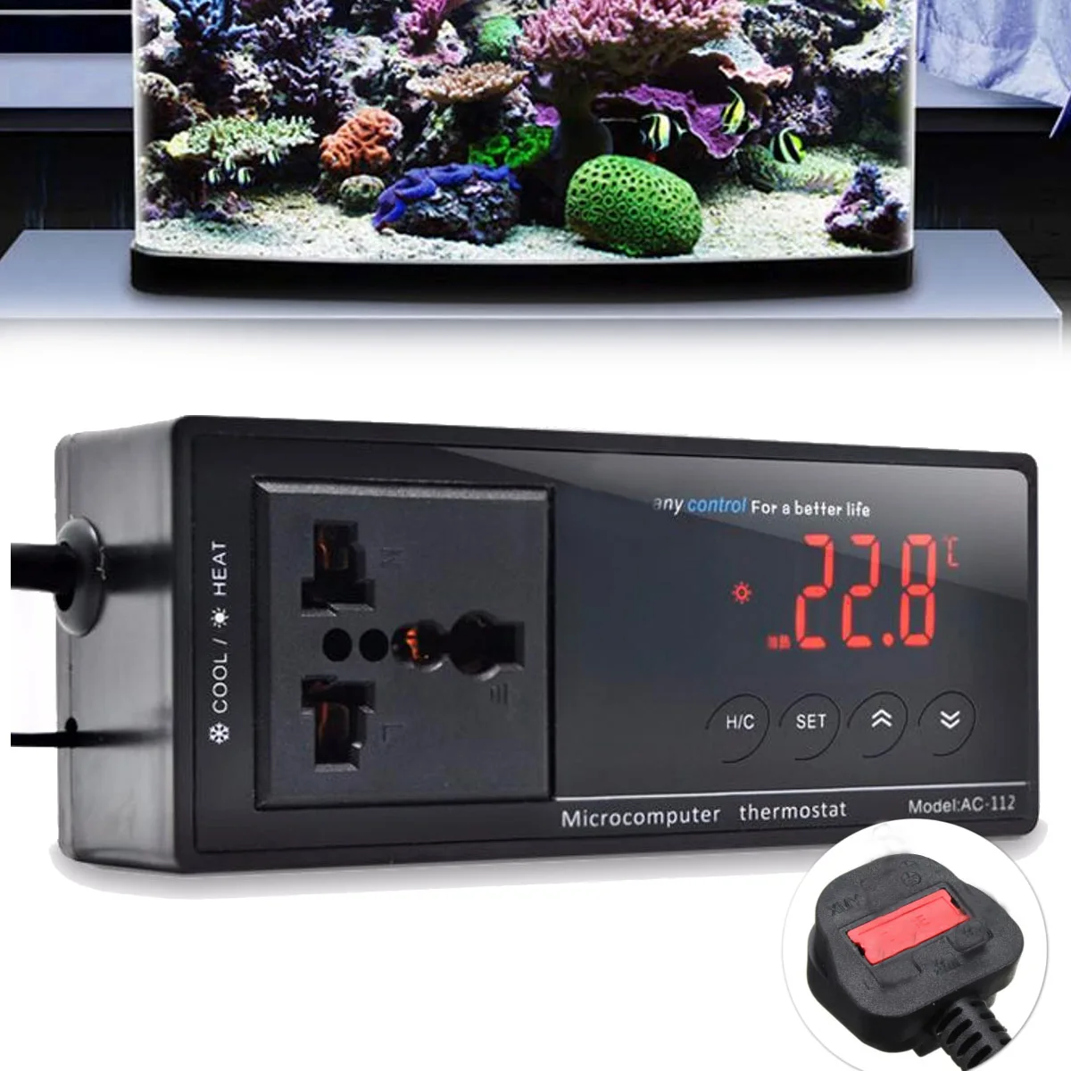 

Digital Reptile Incubator LED Display Fish Tank Water Temperature Controller Intelligent Aquarium Thermostat Adjustable -40-110