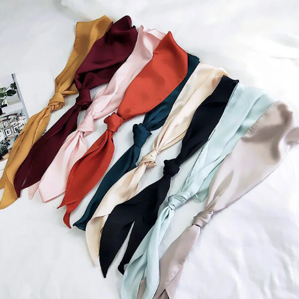 

Long Ribbon Silk Scarf Neckerchief Hair Band Bag Handle Wraps Small Neck Scarves Tape Ladies Fashion DIY Ribbon Hats Neck Scarf