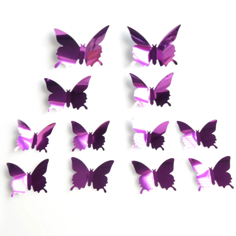 

12Pcs/Set New Arrive Mirror Sliver 3D Butterfly Wall Stickers Party Wedding Decor Diy Home Decorations