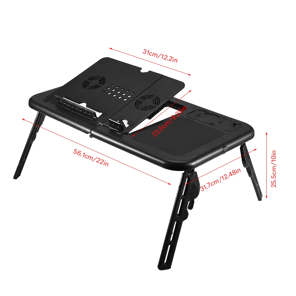 

1PC Folding Laptop Desk Adjustable Computer Table Stand Foldable Table Cooling Fan Tray For Bed Sofa Notebook