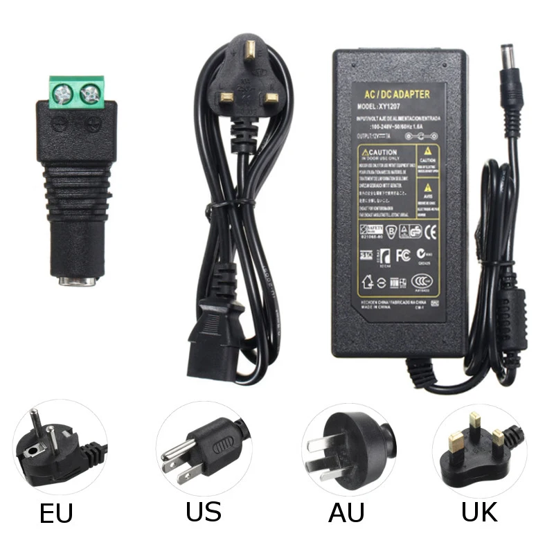 

CCTV power Adapter AC110-240V To DC 12V 5A 60W Power Supply Adapter Transformer For 3528 5050 LED Strip Light US/AU/UK/EU Plug