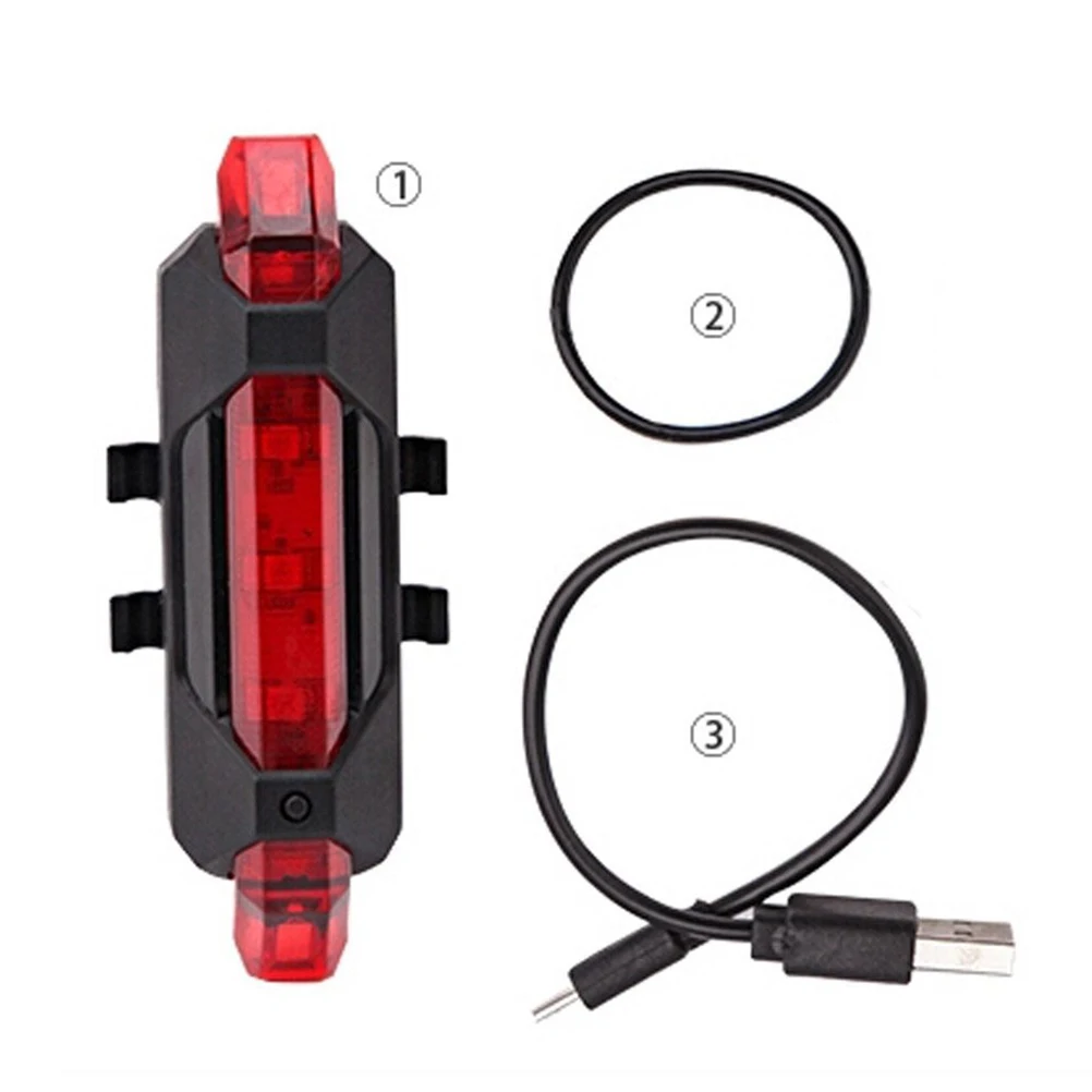 Водостойкий USB Перезаряжаемый 4 режима высокой яркости велосипедный светодиодный задний фонарь(красный