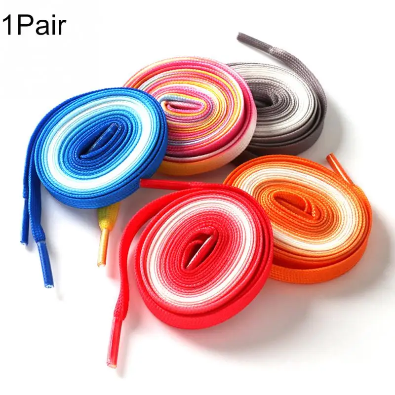 

1pair Fashion Gradient Ramp Flat Fashion Colorful Rainbow Leisure Shoestring Shoelace #927