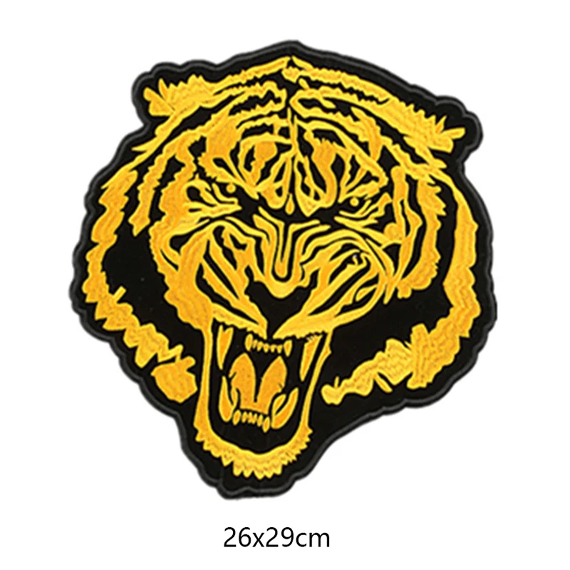 

Iron On Patches Big 26x29cm Tiger Yellow Parches T-Shirt Jacket DIY Thermo Transfer Applications For Clothes