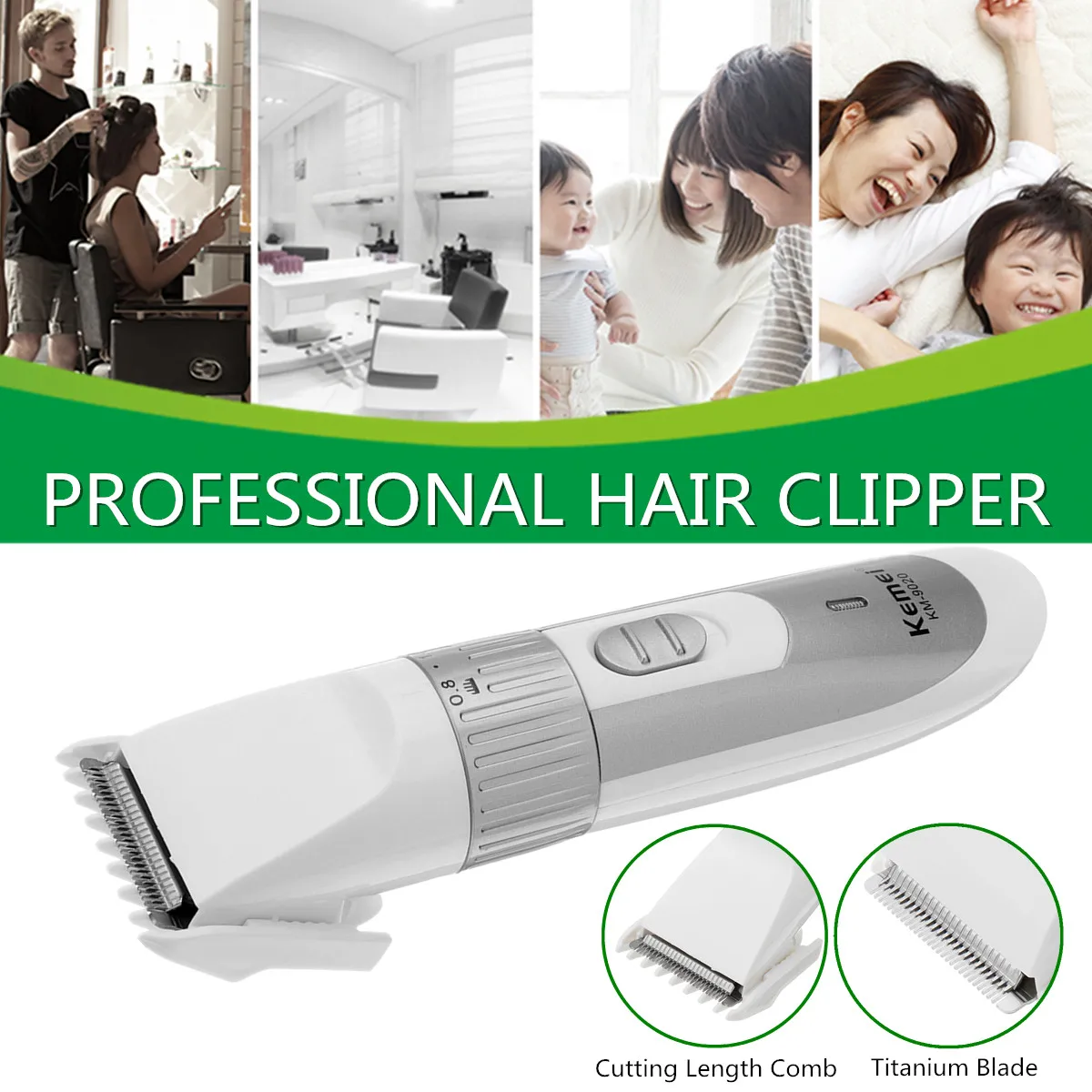 

Hair Clipper Trimmer 220-240V 50HZ Profession Electric Rechargeable Shaver Haircut Razor-Gold Silver Stainless Steel Detachable