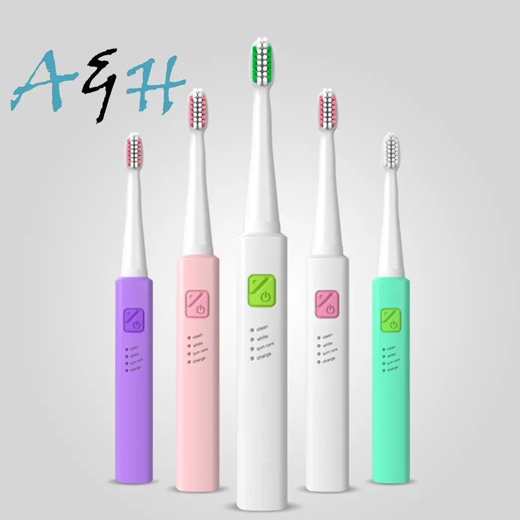 

Ultrasonic Sonic Electric Toothbrush USB Charge Rechargeable Tooth Brushes With 4 Pcs Replacement Heads Timer Brush